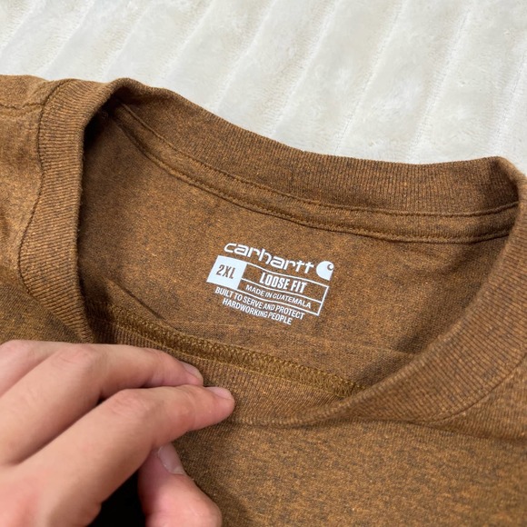 Carhartt 2XL Loose Fit Heather Brown Workwear Utility Outdoors T-Shirt - Picture 5 of 8